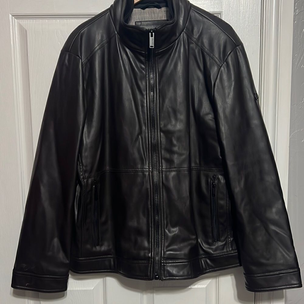 🔥🔥 CALVIN KLEIN Brown Leather Jacket - Quilted Lined -‎ Men Sz XL - EXCELLENT